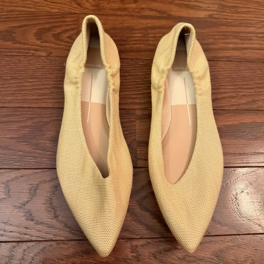 Women's Dolce Vita Tan Woven Pointed Toe Ballet Flat Shoes Size 7.5 NWOT